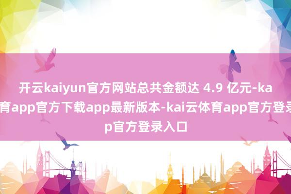 开云kaiyun官方网站总共金额达 4.9 亿元-kai云体育app官方下载app最新版本-kai云体育app官方登录入口